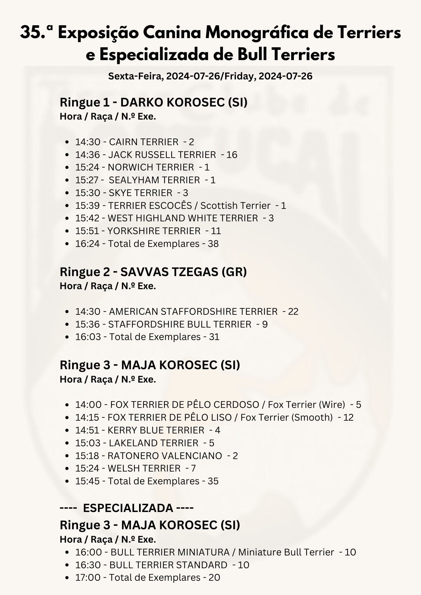 horario tcp 35ª exposição